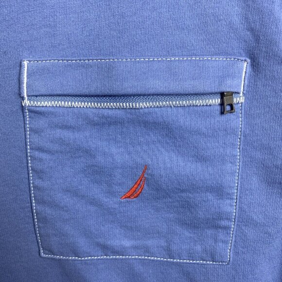 Nautica Sweater Men XL Blue Cotton Pull Over Quarter Zip Sweatshirt Casual Yacht - Picture 3 of 9
